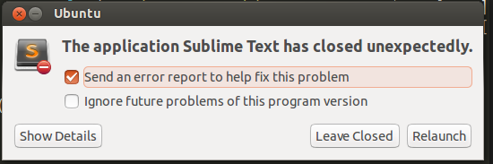 sublime text crash