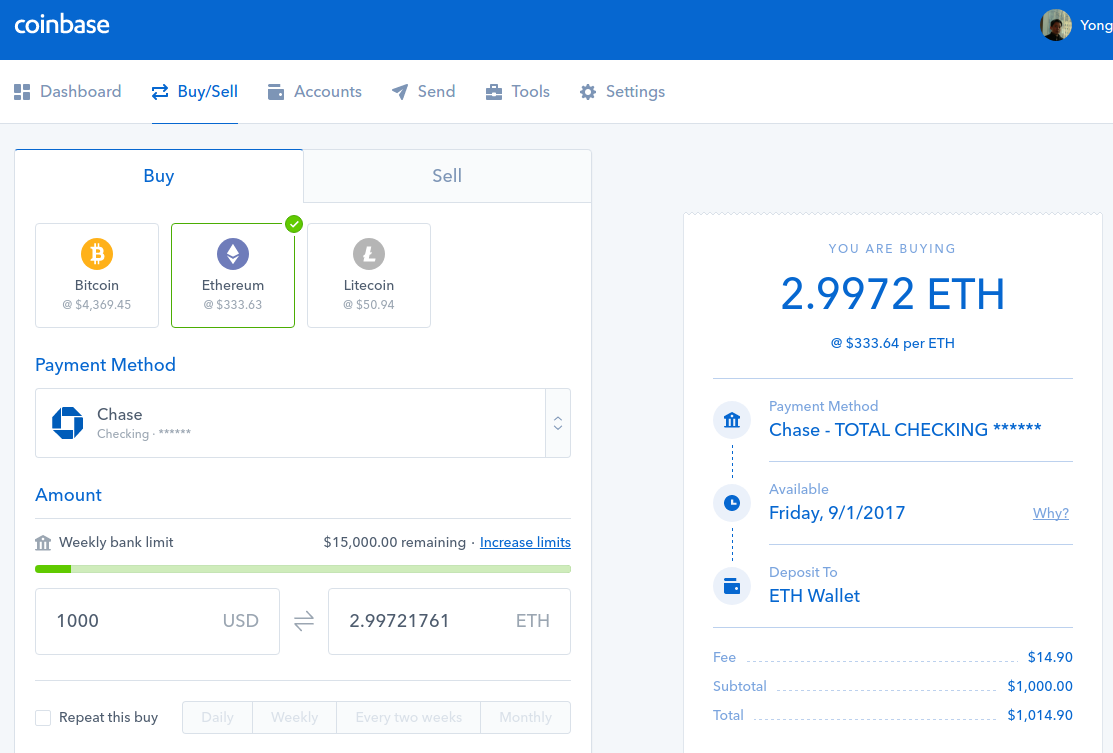 Buy bitcoins ethereum litecoins from coinbase